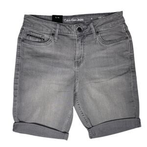 Calvin Klein Gray Wash Denim  Bermuda City Shorts Size 4 New